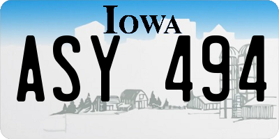 IA license plate ASY494