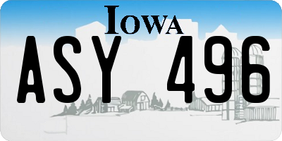 IA license plate ASY496