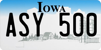 IA license plate ASY500