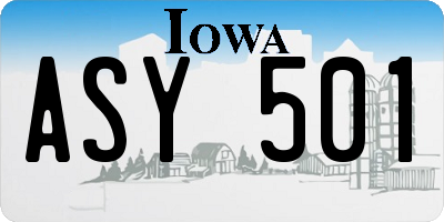IA license plate ASY501