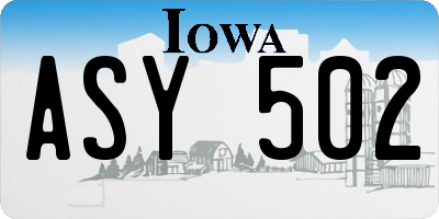 IA license plate ASY502
