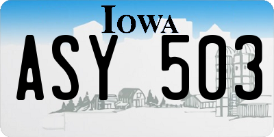 IA license plate ASY503