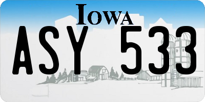 IA license plate ASY533