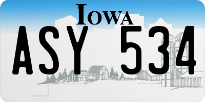 IA license plate ASY534