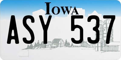 IA license plate ASY537