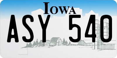 IA license plate ASY540