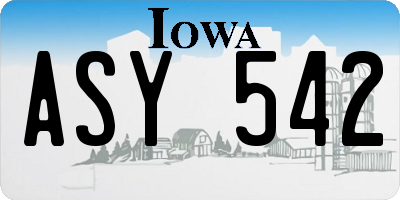 IA license plate ASY542