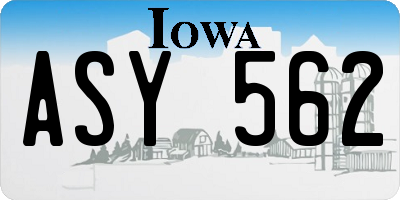 IA license plate ASY562