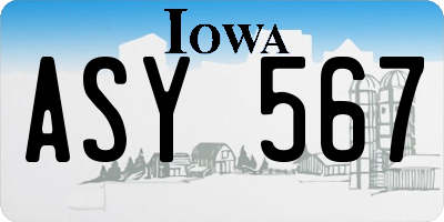 IA license plate ASY567
