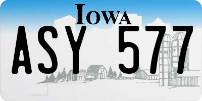 IA license plate ASY577