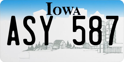 IA license plate ASY587