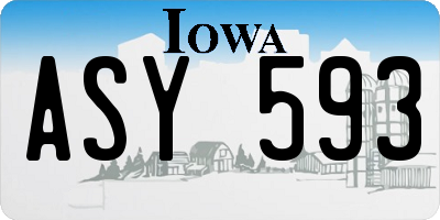 IA license plate ASY593