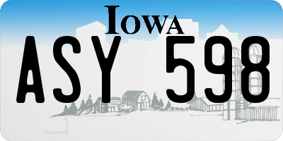 IA license plate ASY598
