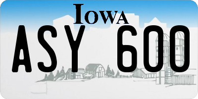 IA license plate ASY600