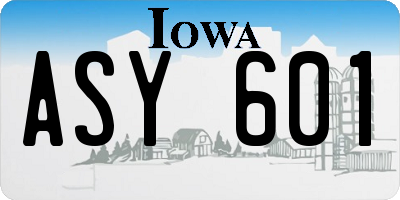 IA license plate ASY601