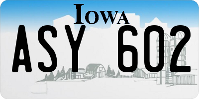IA license plate ASY602