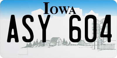 IA license plate ASY604