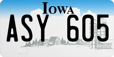 IA license plate ASY605