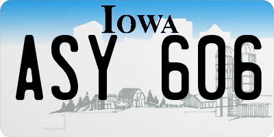 IA license plate ASY606