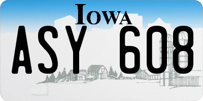 IA license plate ASY608