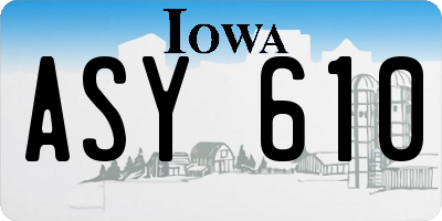 IA license plate ASY610