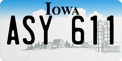 IA license plate ASY611