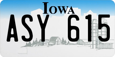 IA license plate ASY615