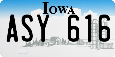 IA license plate ASY616