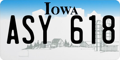 IA license plate ASY618