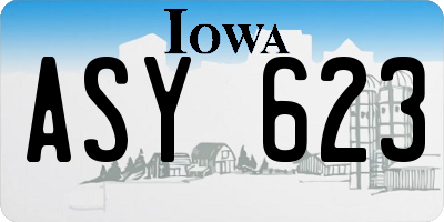 IA license plate ASY623