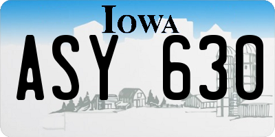 IA license plate ASY630