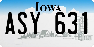 IA license plate ASY631