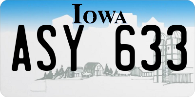 IA license plate ASY633