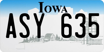 IA license plate ASY635