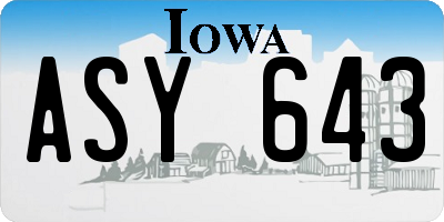 IA license plate ASY643
