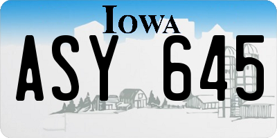 IA license plate ASY645