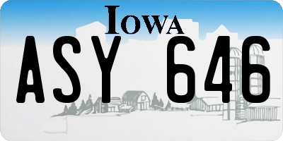 IA license plate ASY646