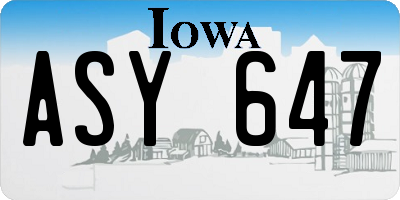 IA license plate ASY647