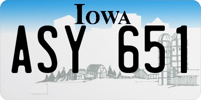 IA license plate ASY651