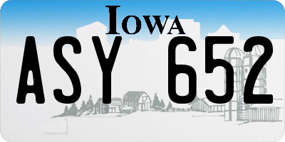 IA license plate ASY652