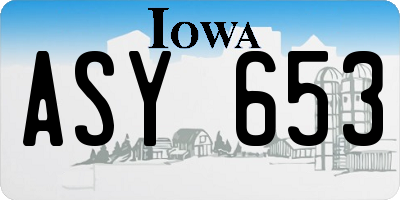 IA license plate ASY653