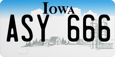 IA license plate ASY666