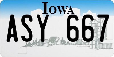 IA license plate ASY667