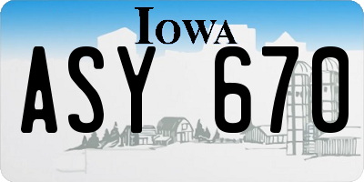 IA license plate ASY670