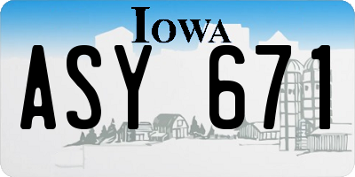 IA license plate ASY671