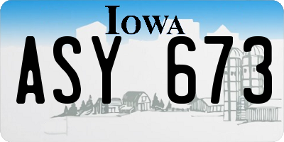 IA license plate ASY673