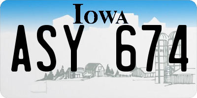 IA license plate ASY674