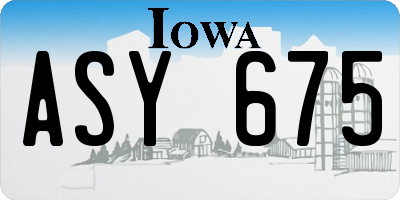 IA license plate ASY675