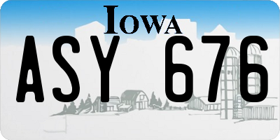 IA license plate ASY676
