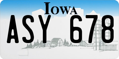 IA license plate ASY678
